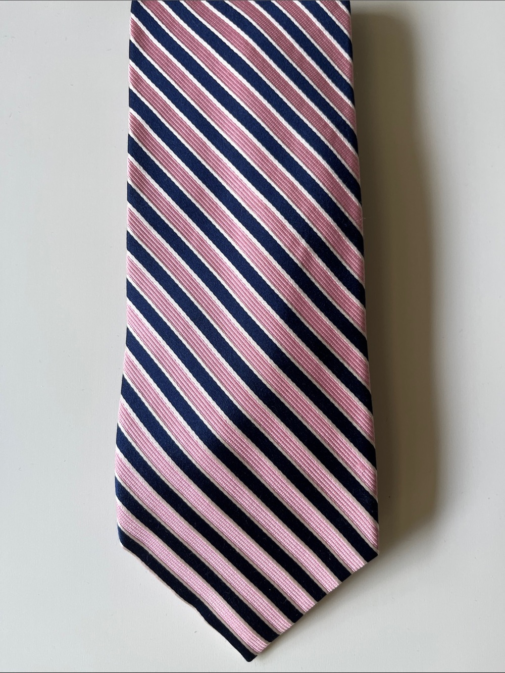 Nautica, pink and blue striped silk tie